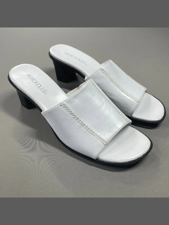 NEW Aerosoles Shoes Womens 9.5 white black leather local time heels cocktail - Picture 1 of 12